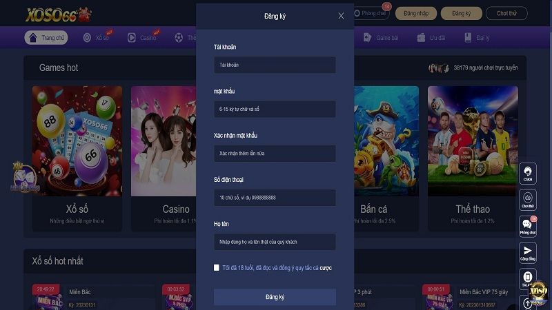 Hướng dẫn đăng ký Xoso66